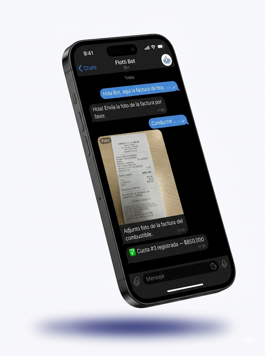 Conductor enviando factura por Telegram
